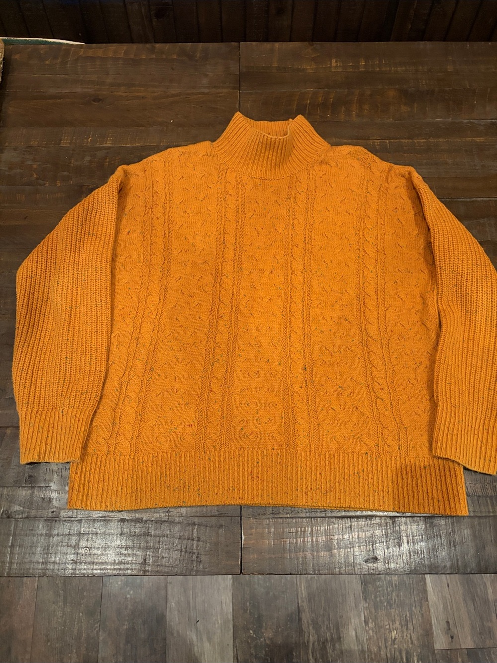 🍁🍁🍁🍁🍁 Joe Fresh Mustard Yellow Speckled Cable Knit Mock Neck Sweater